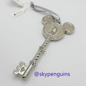 Disneyland 60th Anniversary Mickey Mouse Silver Rhinestones Key